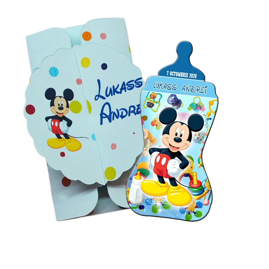 Marturii botez, magnet biberon Mickey Mouse, 9 cm x 5 cm